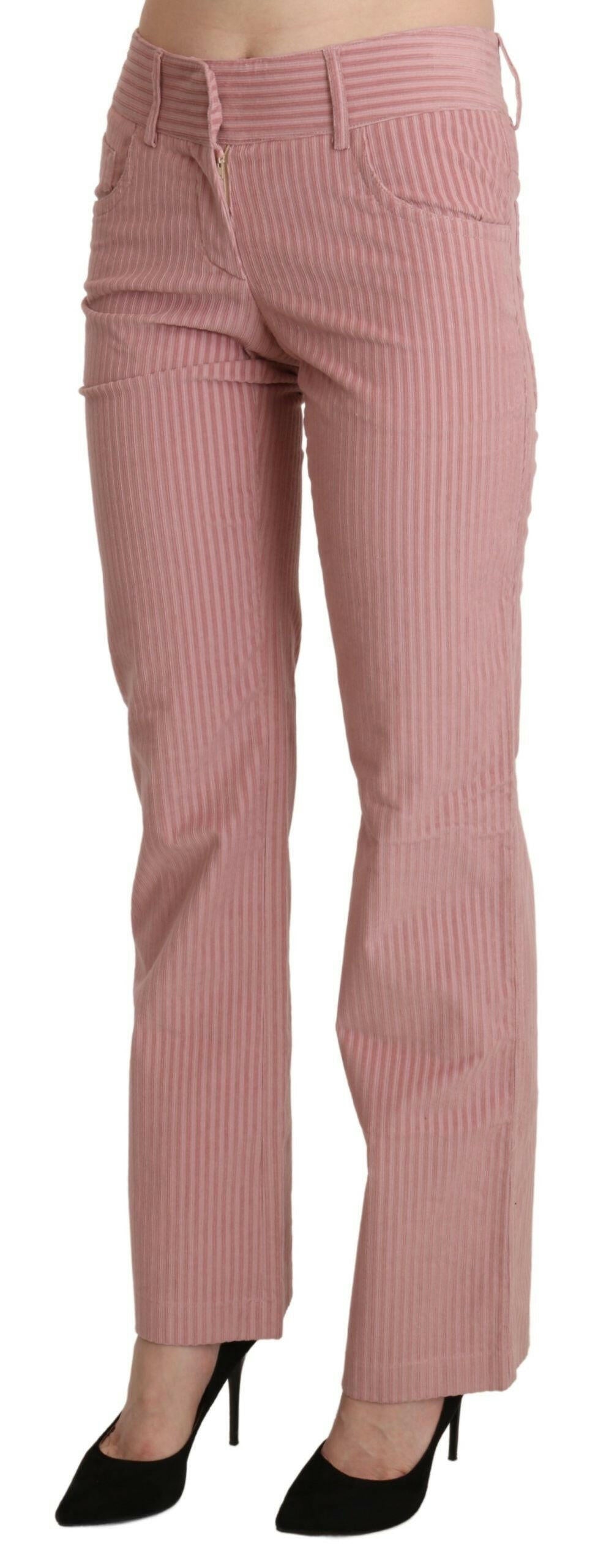 Ermanno Scervino Pink Mid Waist Straight Trouser Cotton Pants -   -  Ermanno Scervino.