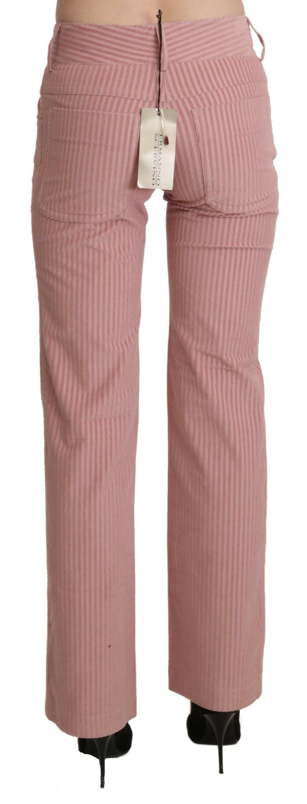 Ermanno Scervino Pink Mid Waist Straight Trouser Cotton Pants -   -  Ermanno Scervino.