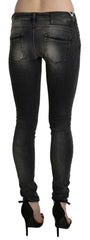 Acht Black Gray Washed Skinny Trouser Cotton Jeans -   -  Acht.