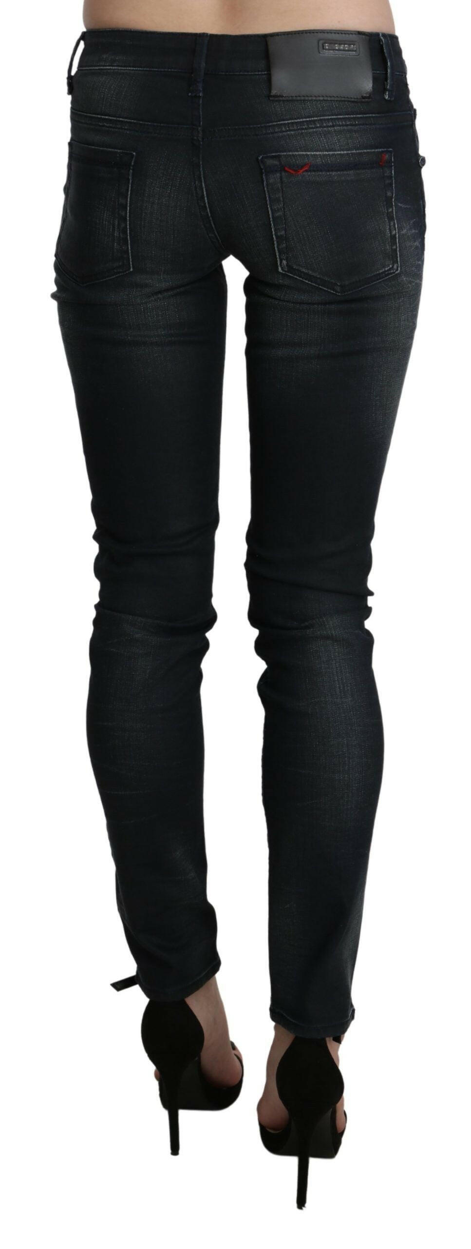 Acht Black Washed Low Waist Skinny Denim Trouser -   -  Acht.