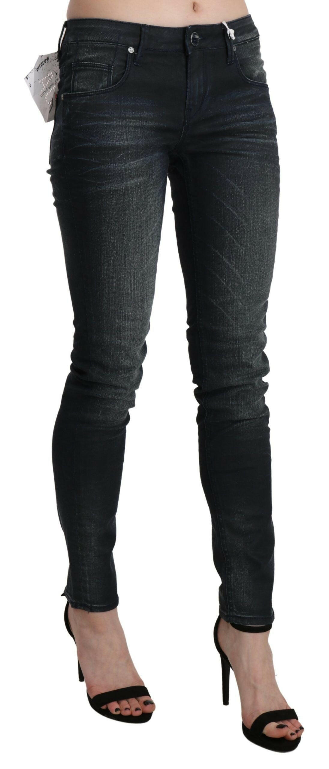 Acht Blue Washed Low Waist Skinny Denim Trouser -   -  Acht.