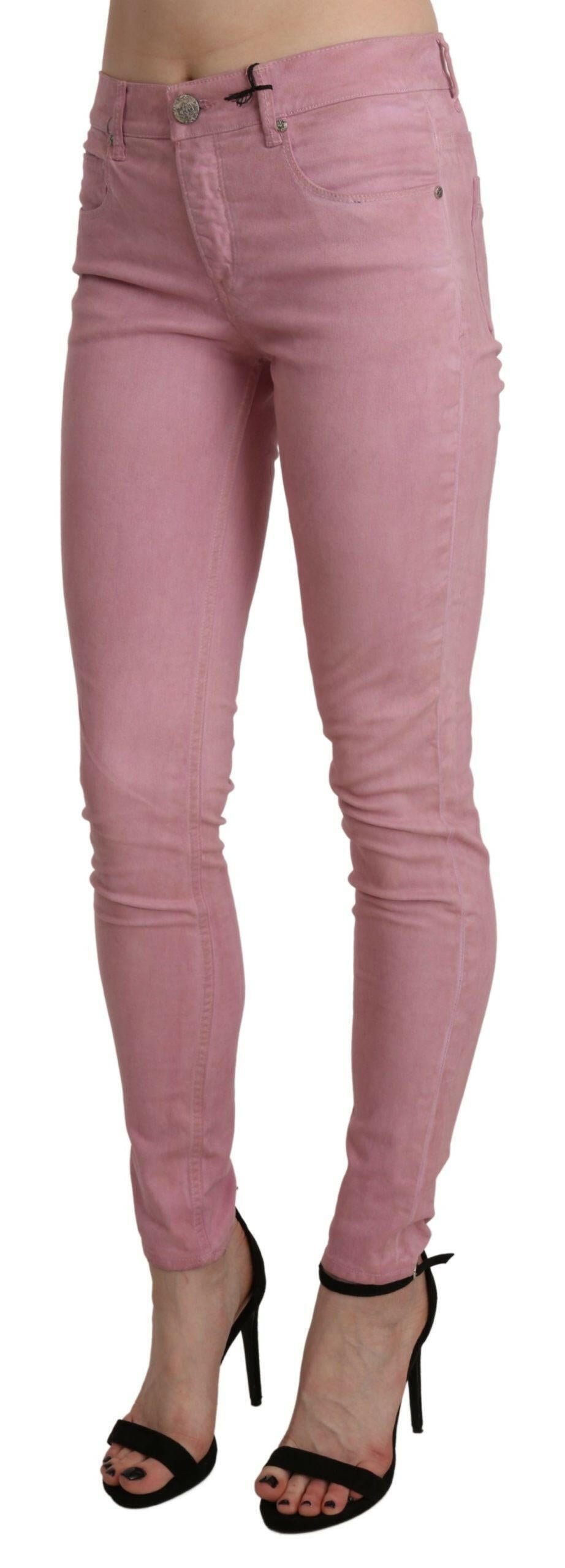 Acht Pink Mid Waist Skinny Stretch  Denim Pant -   -  Acht.