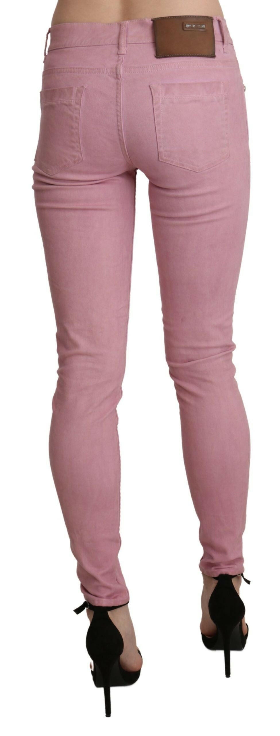Acht Pink Mid Waist Skinny Stretch  Denim Pant -   -  Acht.