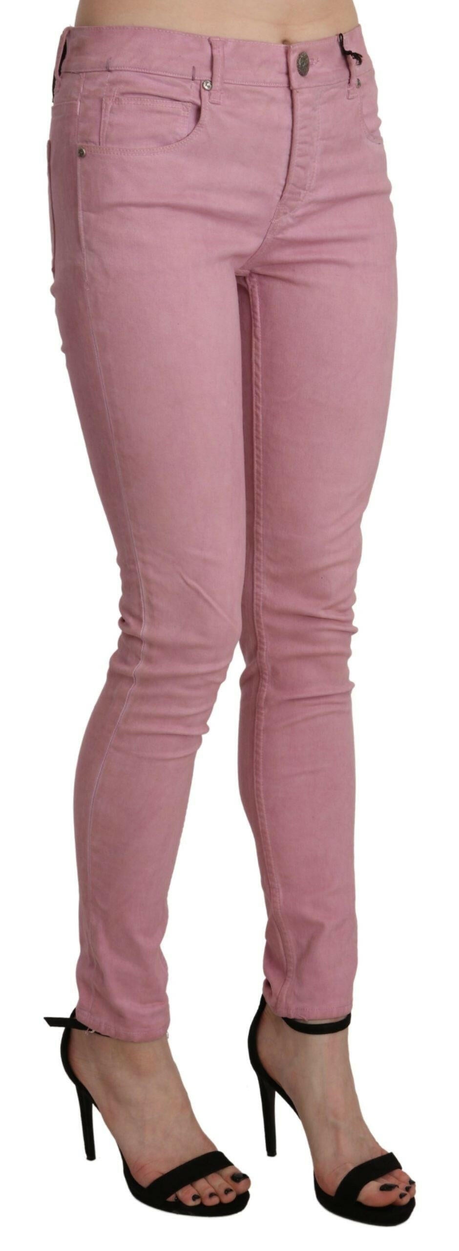 Acht Pink Mid Waist Skinny Stretch  Denim Pant -   -  Acht.