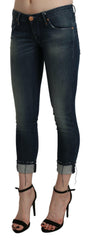 Acht Blue Washed Low Waist Skinny Cropped Denim pant -   -  Acht.