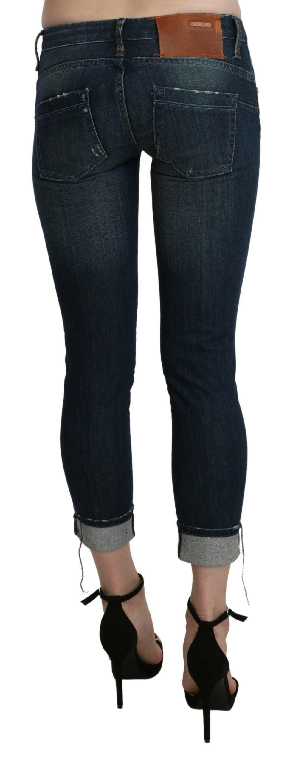 Acht Blue Washed Low Waist Skinny Cropped Denim pant -   -  Acht.