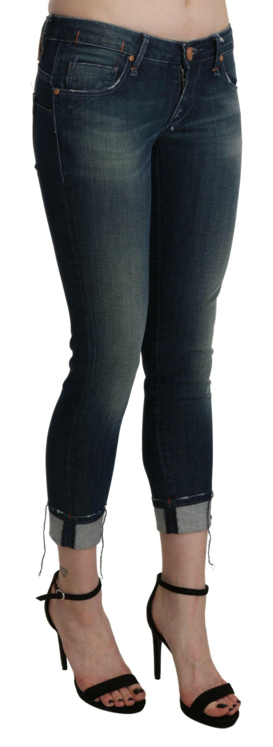 Acht Blue Washed Low Waist Skinny Cropped Denim pant -   -  Acht.