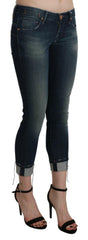Acht Blue Washed Low Waist Skinny Cropped Denim pant -   -  Acht.