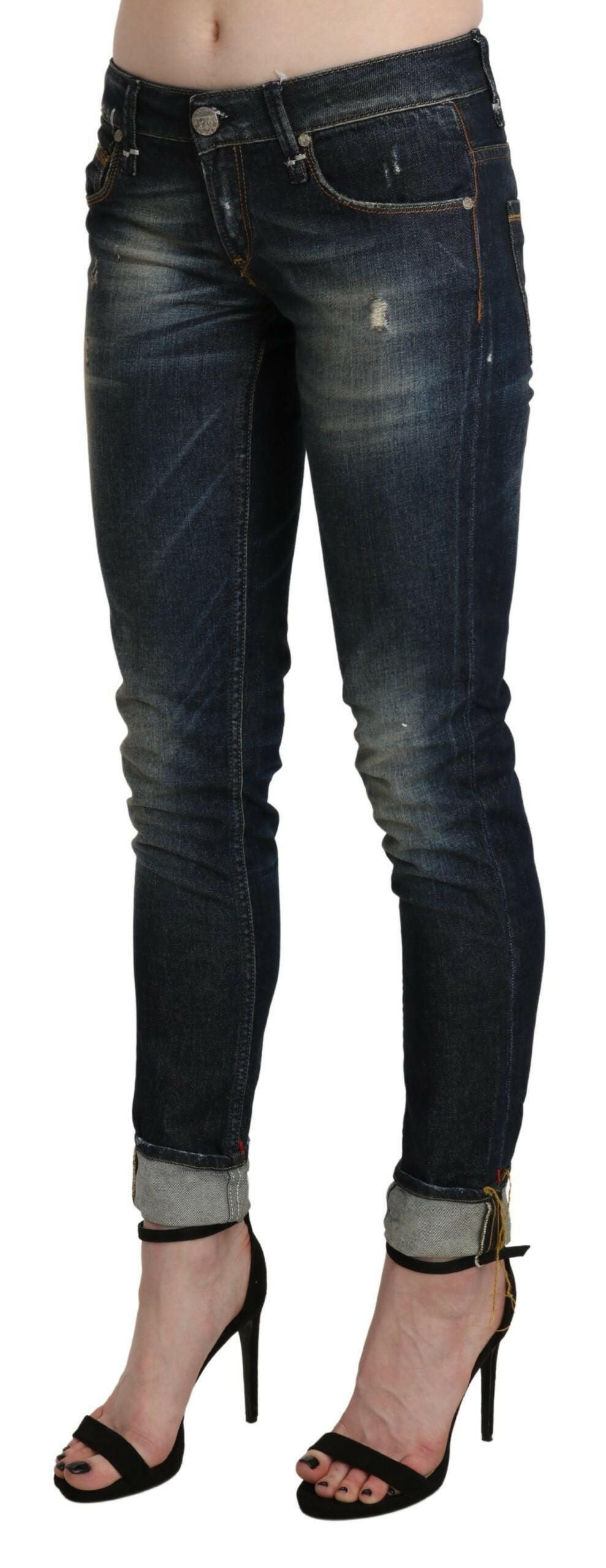 Acht Blue Washed Low Waist Skinny Cropped Denim Pant -   -  Acht.