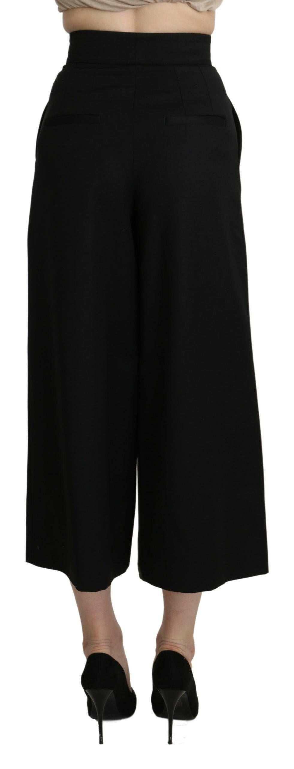 Dolce & Gabbana Black Wide Wool Leg Cropped Trouser Pant -   -  Dolce & Gabbana.