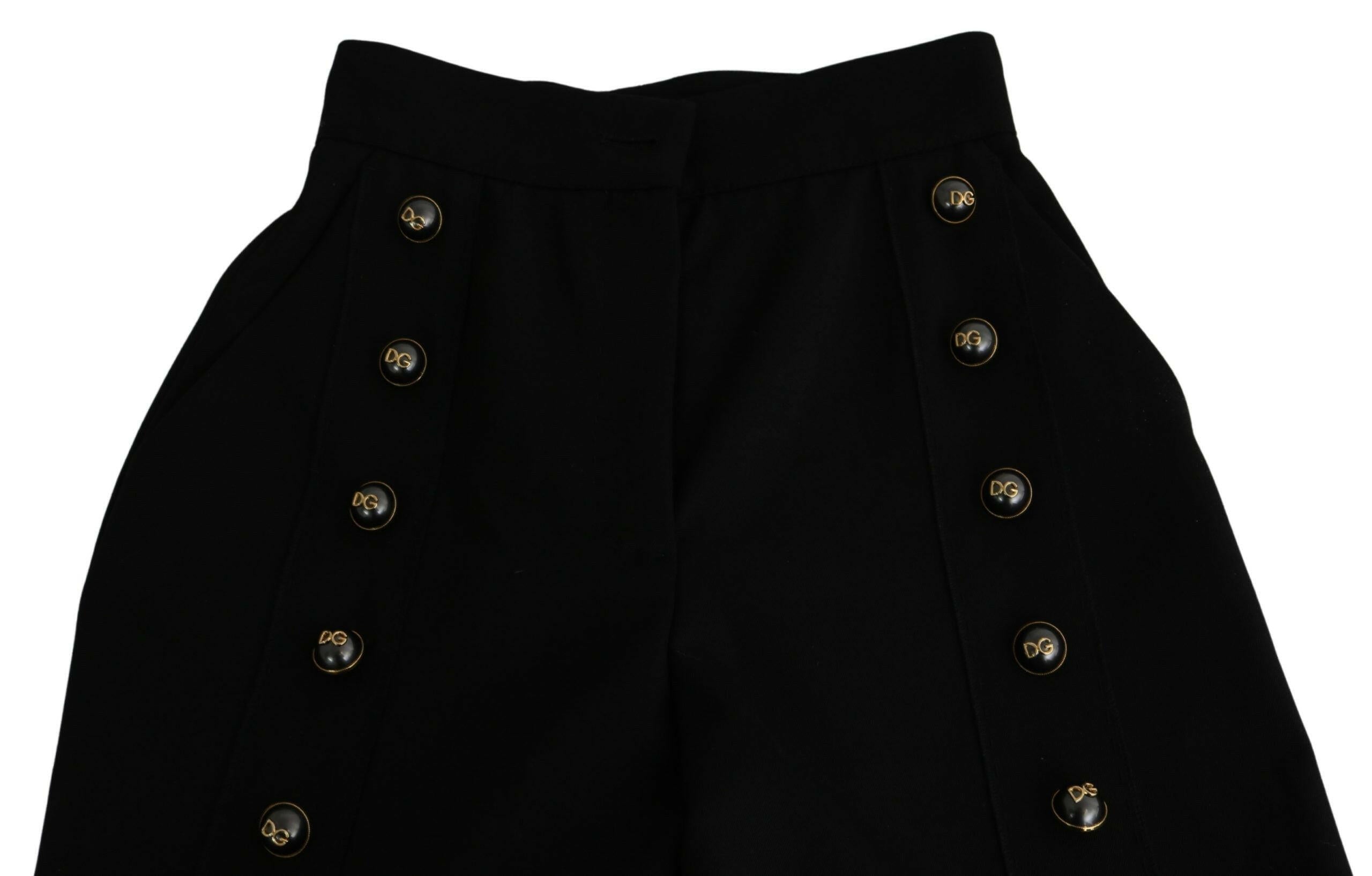 Dolce & Gabbana Black Wide Wool Leg Cropped Trouser Pant -   -  Dolce & Gabbana.