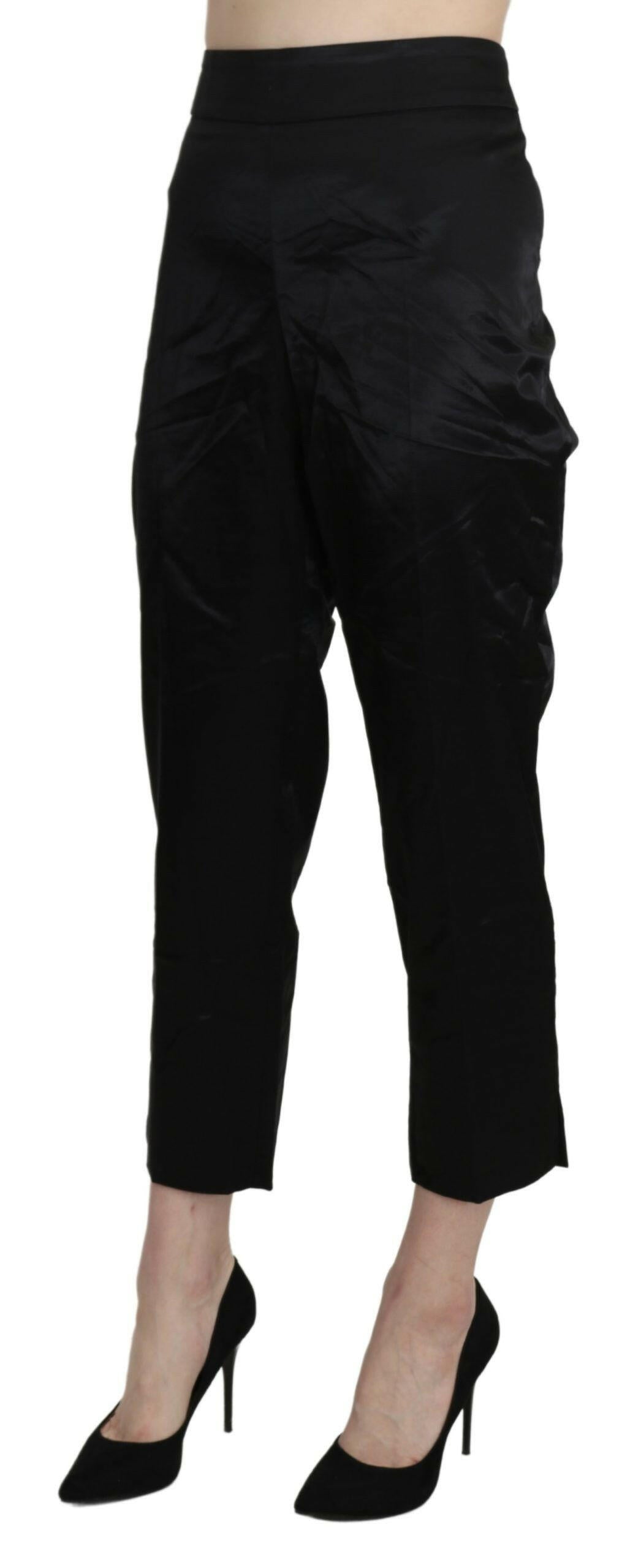 BENCIVENGA Black High Waist Straight Cropped Dress Trouser Pants -   -  BENCIVENGA.