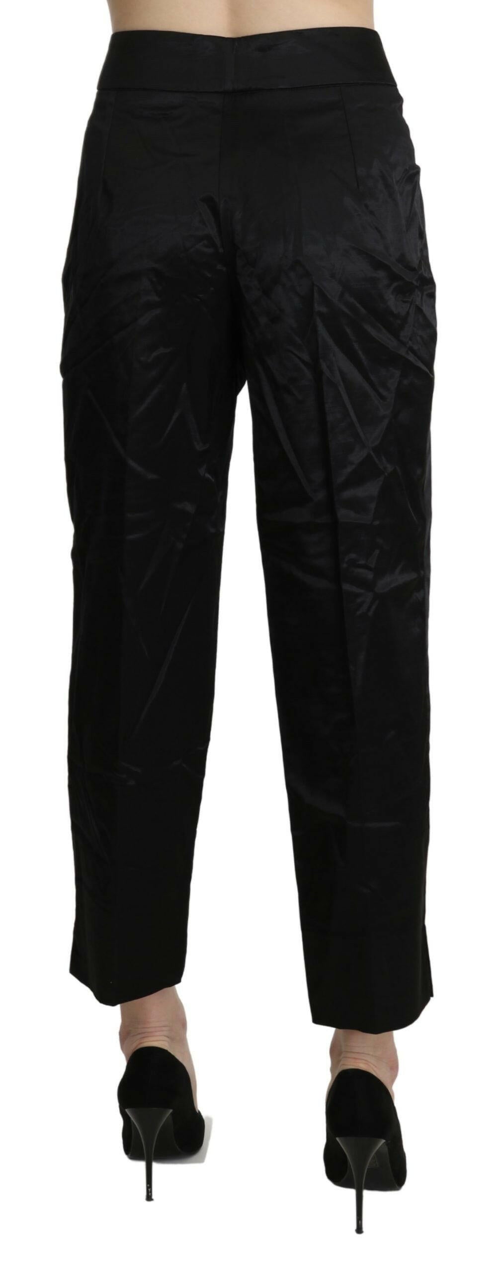 BENCIVENGA Black High Waist Straight Cropped Dress Trouser Pants -   -  BENCIVENGA.