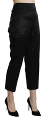 BENCIVENGA Black High Waist Straight Cropped Dress Trouser Pants -   -  BENCIVENGA.