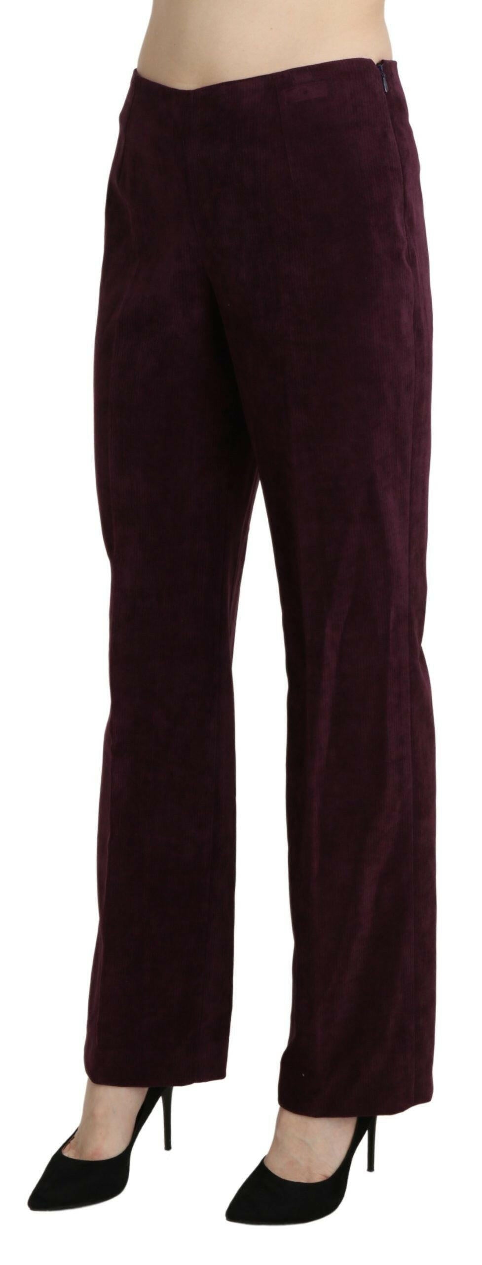 BENCIVENGA Purple Suede High Waist Straight Trouser Pants -   -  BENCIVENGA.