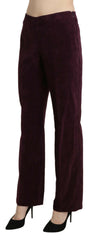 BENCIVENGA Purple Suede High Waist Straight Trouser Pants -   -  BENCIVENGA.