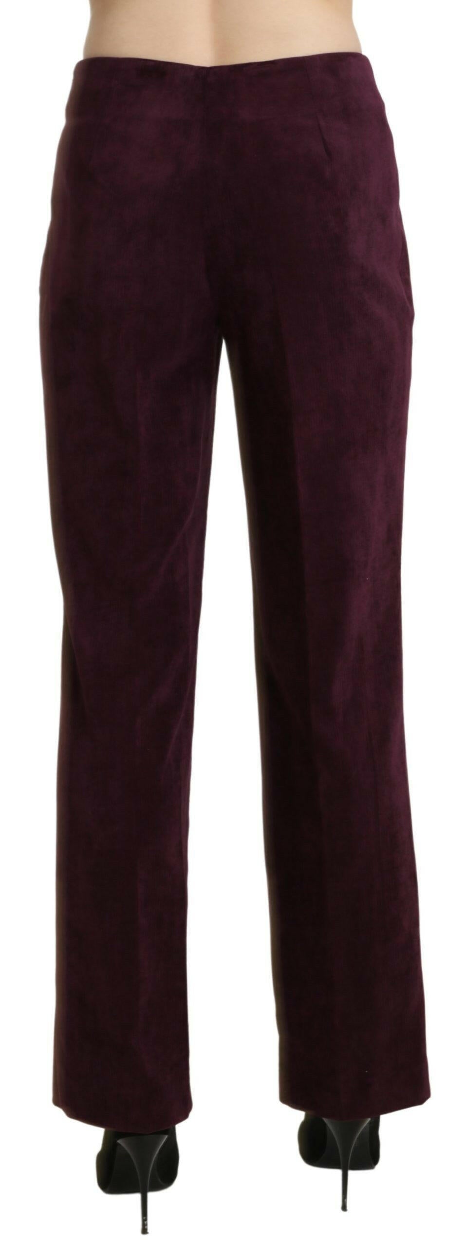 BENCIVENGA Purple Suede High Waist Straight Trouser Pants -   -  BENCIVENGA.