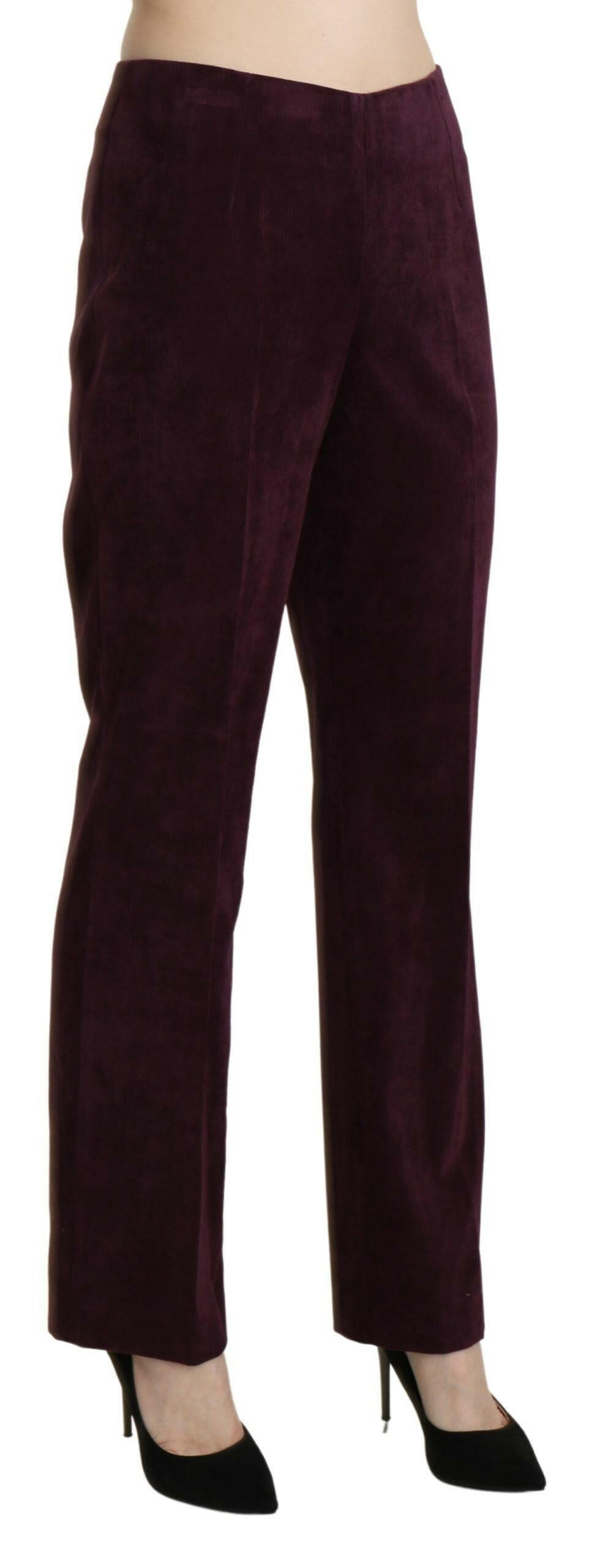 BENCIVENGA Purple Suede High Waist Straight Trouser Pants -   -  BENCIVENGA.