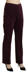 BENCIVENGA Purple Suede High Waist Straight Trouser Pants -   -  BENCIVENGA.