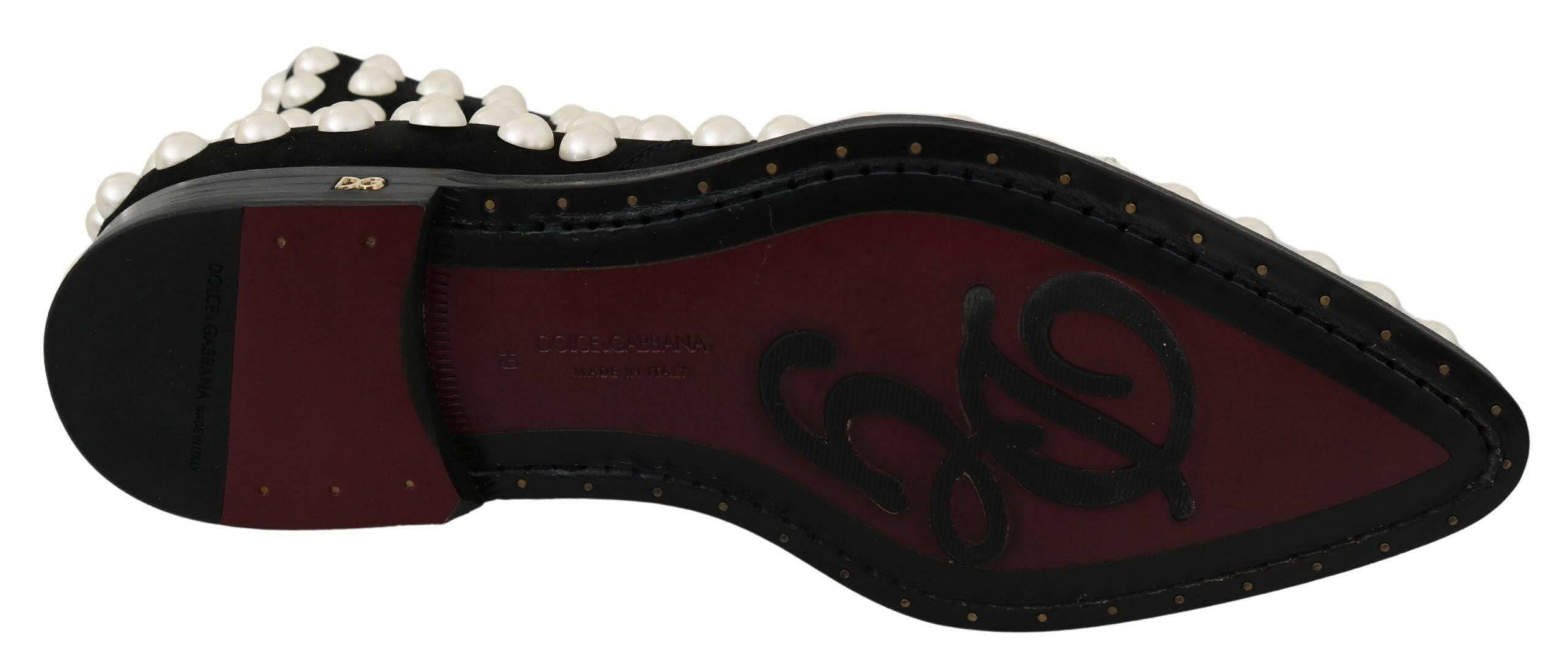Dolce & Gabbana Black Suede Pearl Studs Boots Shoes -   -  Dolce & Gabbana.