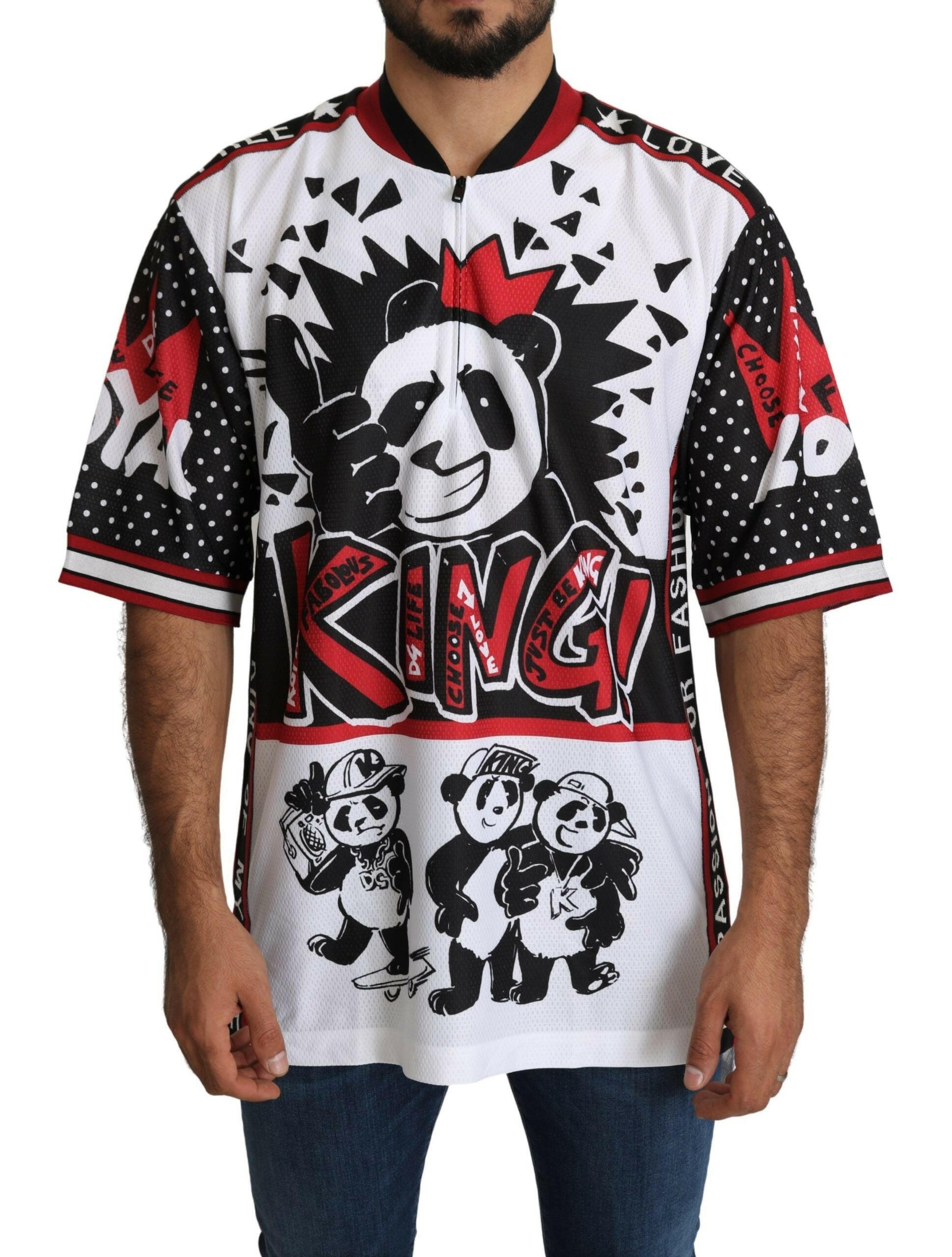 Dolce & Gabbana White King Panda Top Polyester Mens T-shirt -   -  Dolce & Gabbana.