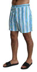 Dolce & Gabbana Blue Striped Beachwear Men Swimshorts -   -  Dolce & Gabbana.