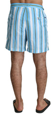Dolce & Gabbana Blue Striped Beachwear Men Swimshorts -   -  Dolce & Gabbana.
