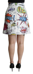 Dolce & Gabbana White Cartoon Brocade A-line High Waist Skirt -   -  Dolce & Gabbana.