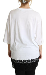 Dolce & Gabbana White Angel Print Cotton Round Neck Shirt Tops -   -  Dolce & Gabbana.