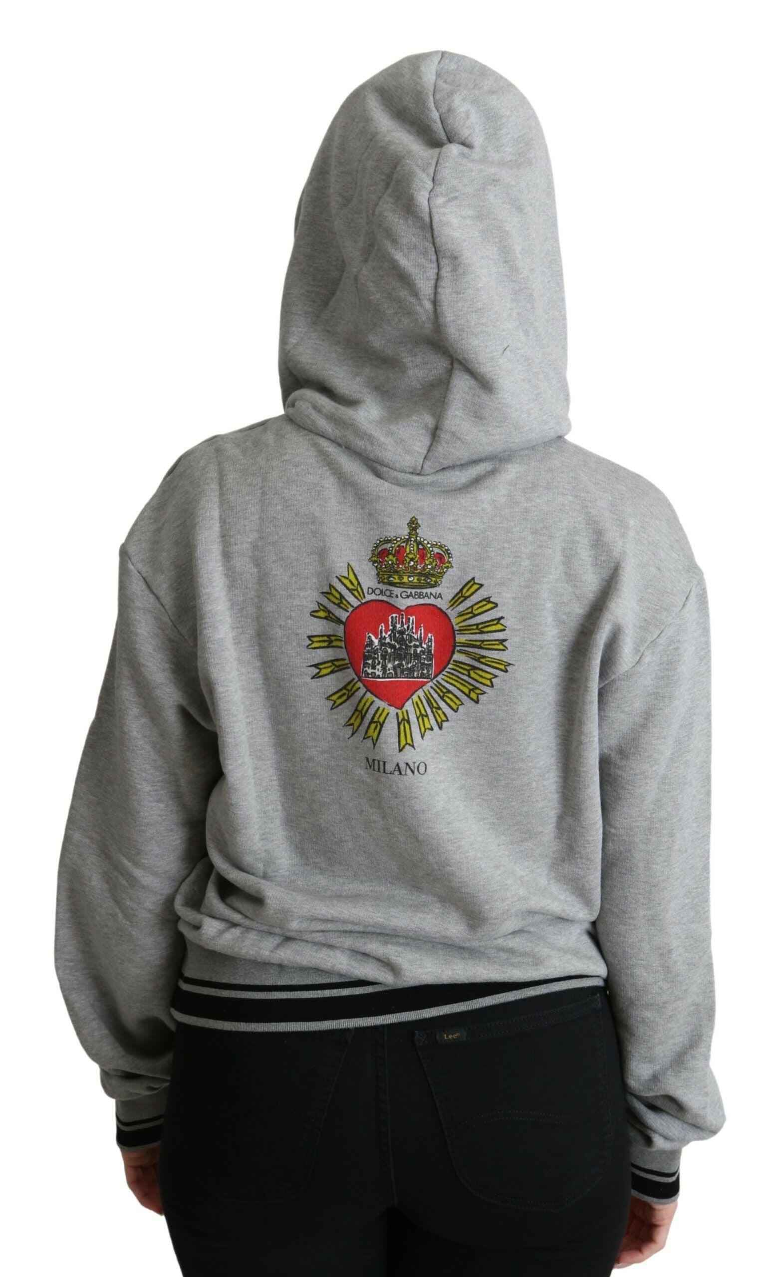 Dolce & Gabbana Gray Printed Hooded Exclusive Logo Sweater -   -  Dolce & Gabbana.