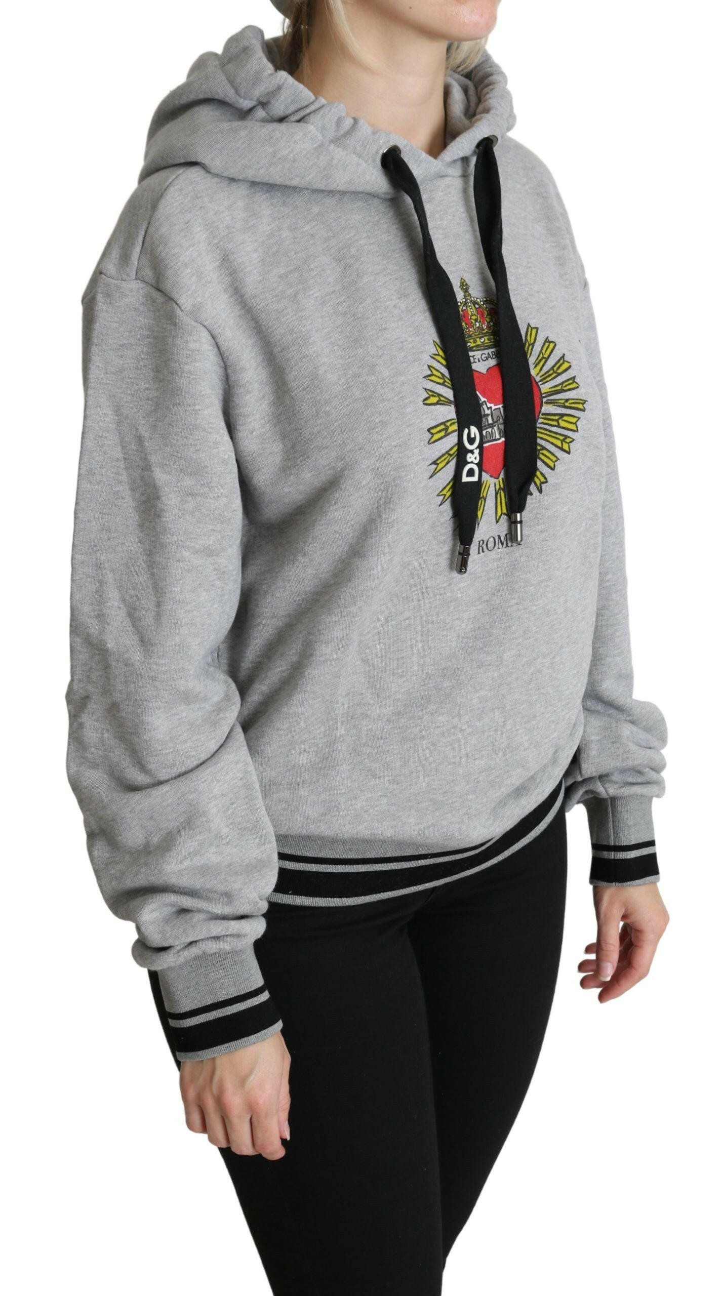 Dolce & Gabbana Gray Printed Hooded Exclusive Logo Sweater -   -  Dolce & Gabbana.