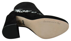 Dolce & Gabbana Black Suede L'Amore E'Bellezza Boots Shoes -   -  Dolce & Gabbana.