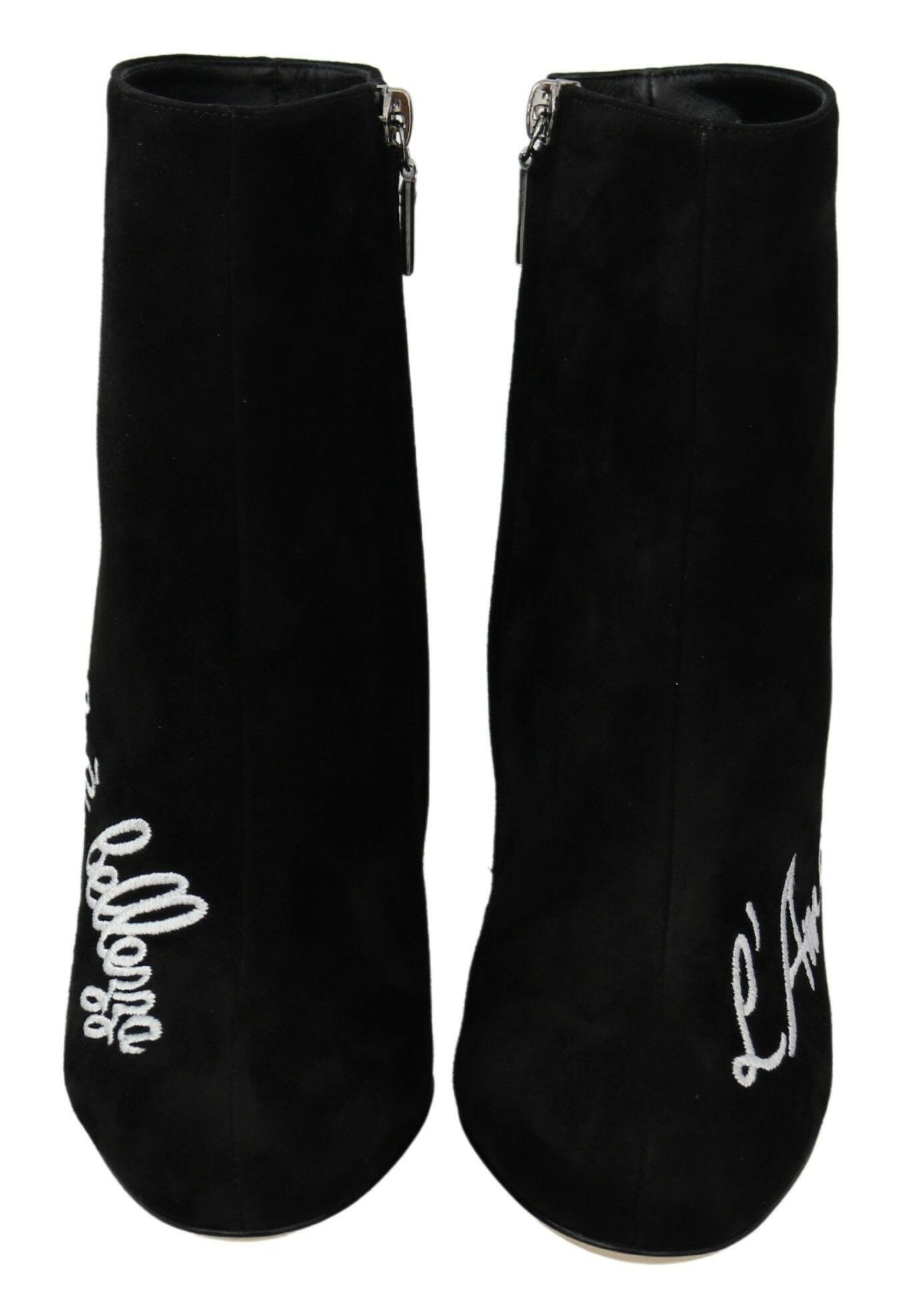 Dolce & Gabbana Black Suede L'Amore E'Bellezza Boots Shoes -   -  Dolce & Gabbana.