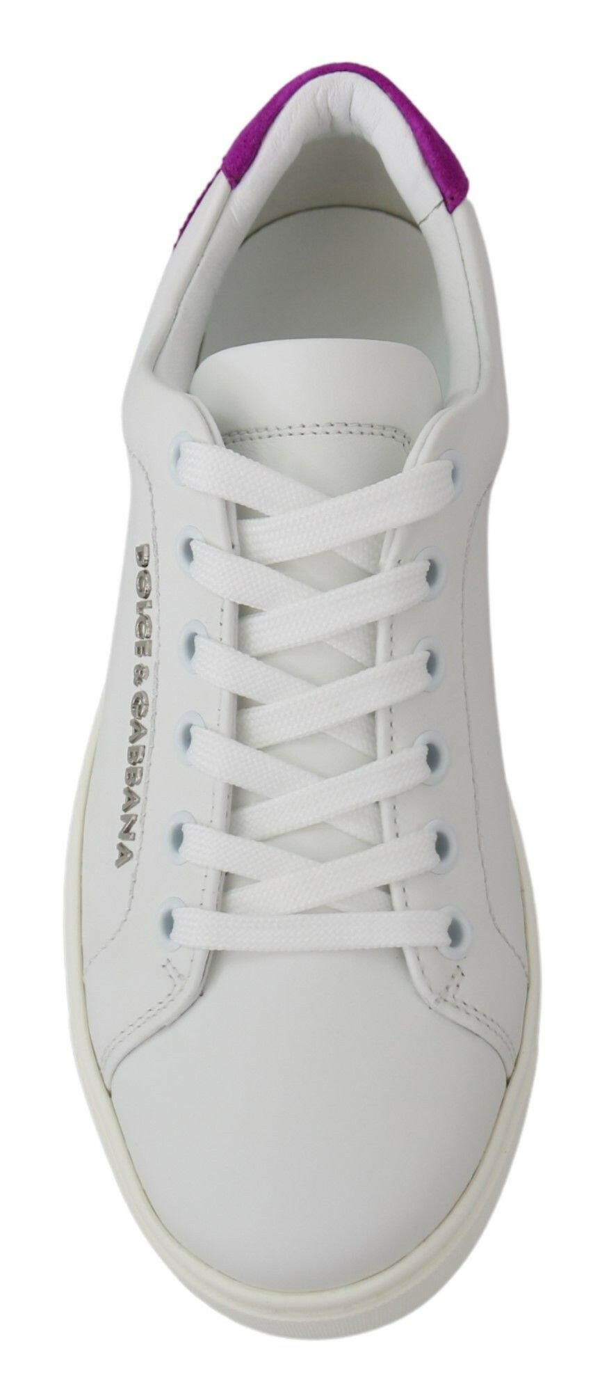Dolce & Gabbana White Purple Leather Logo Womens Shoes -   -  Dolce & Gabbana.