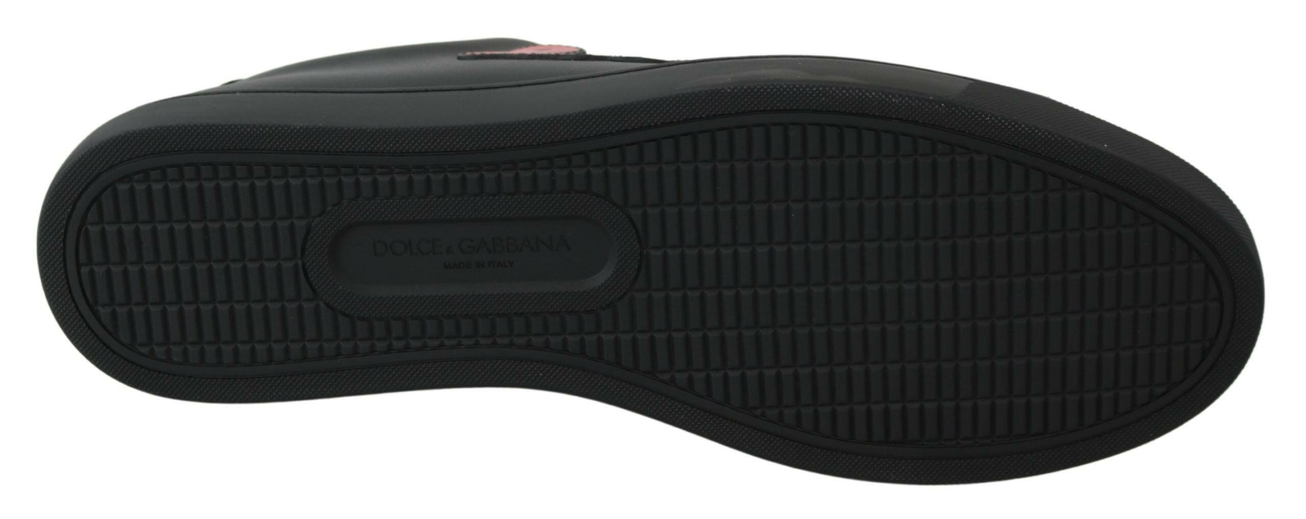 Dolce & Gabbana Black Leather Love Heart Sneakers Womens Shoes -   -  Dolce & Gabbana.