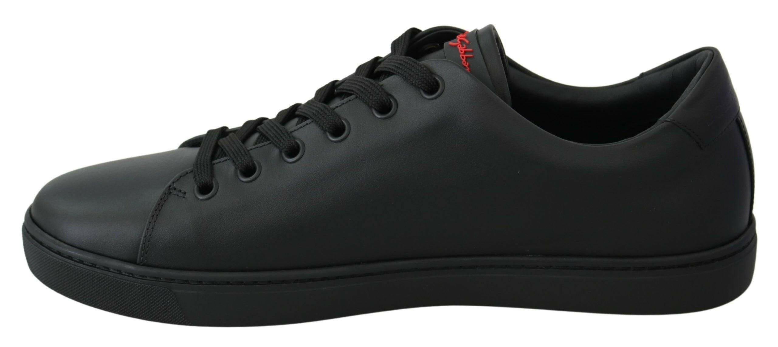 Dolce & Gabbana Black Leather Love Heart Sneakers Womens Shoes -   -  Dolce & Gabbana.