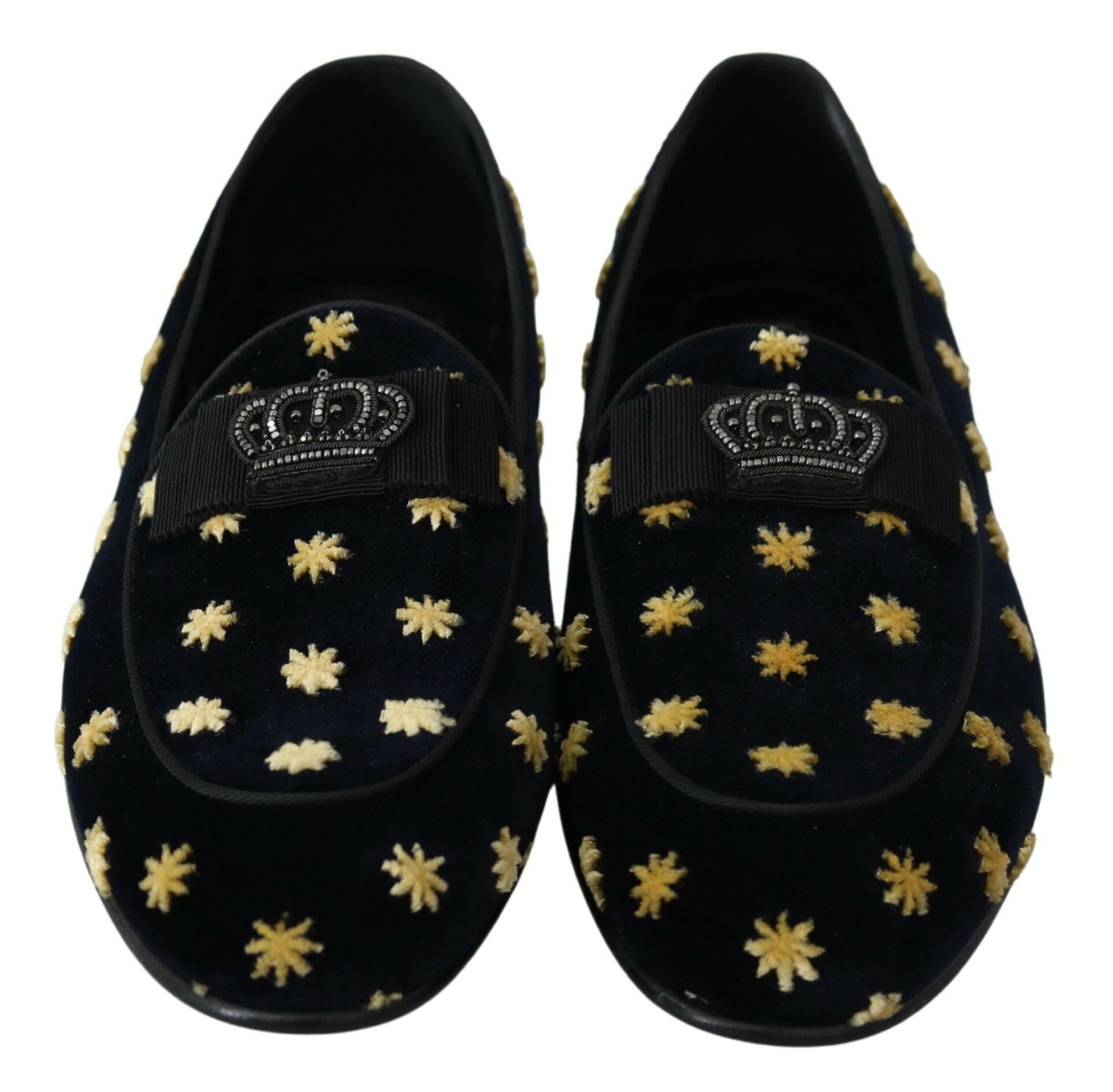 Dolce & Gabbana Blue Velvet Crown Slippers Loafers Shoes -   -  Dolce & Gabbana.