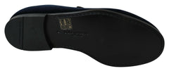 Dolce & Gabbana Blue Velvet Gold Logo Slipper Loafers Shoes -   -  Dolce & Gabbana.