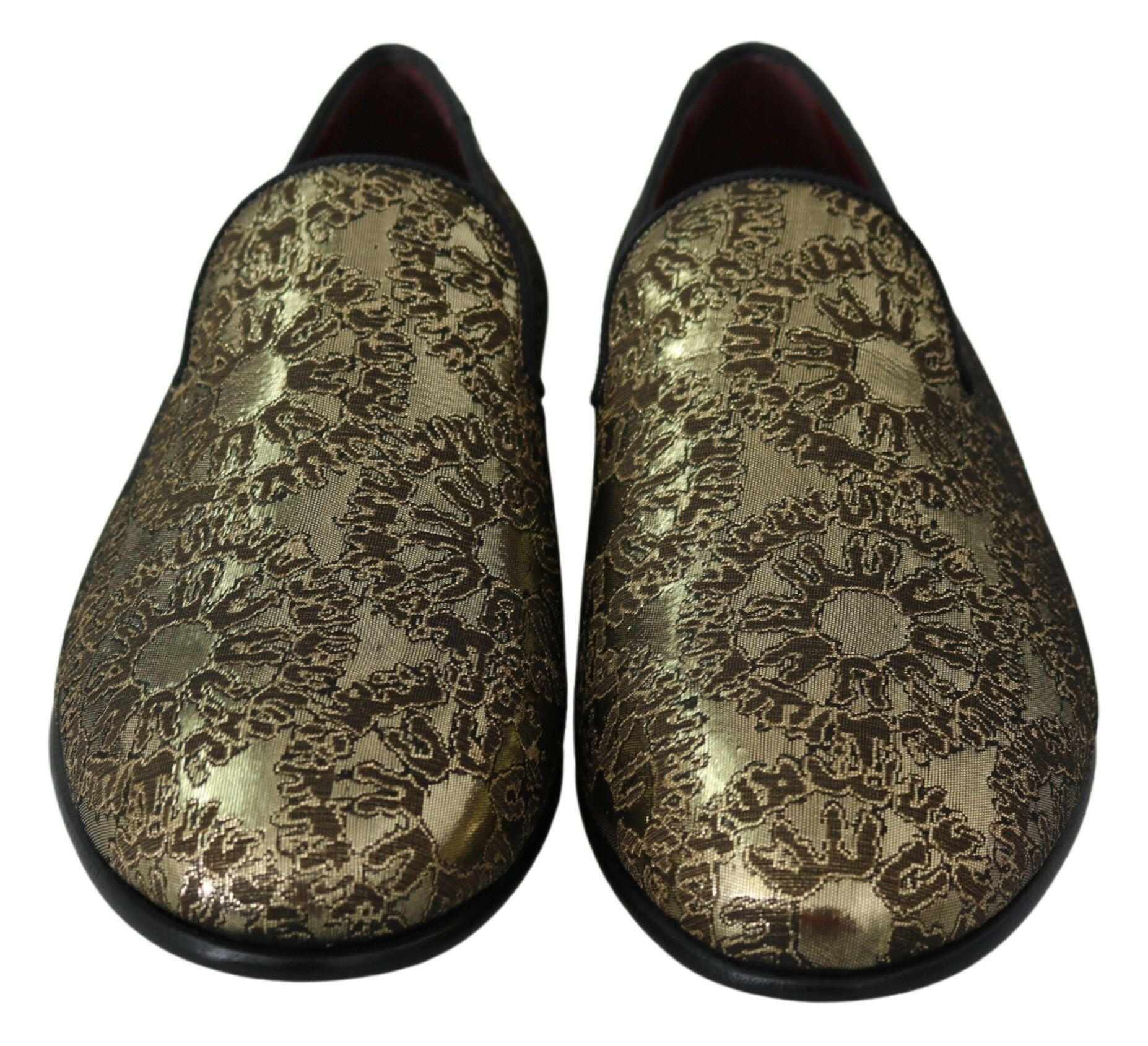 Dolce & Gabbana Gold Jacquard Flats Mens Loafers Shoes -   -  Dolce & Gabbana.