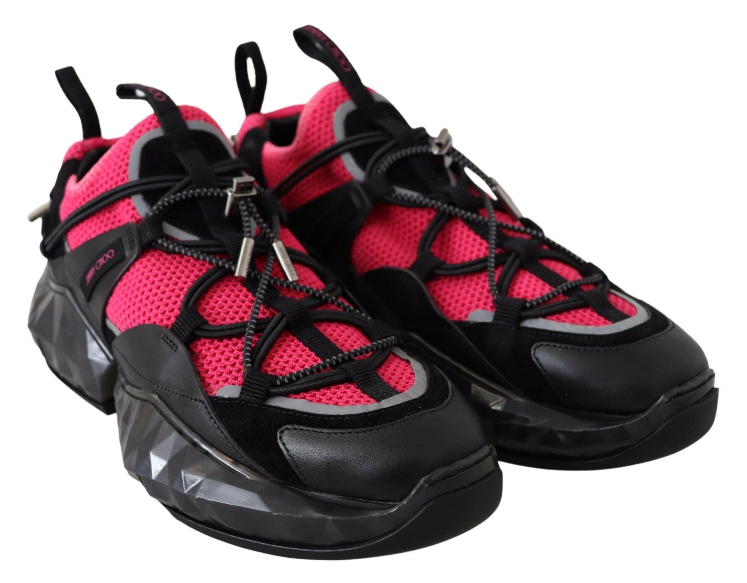 Jimmy Choo Electric Elegance Leather Mesh Sneakers -   -  Jimmy Choo.