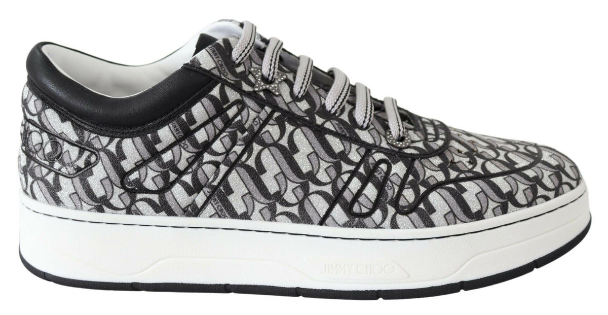 Jimmy Choo Glittering Slip-On Sneakers - Silver and Black -   -  Jimmy Choo.