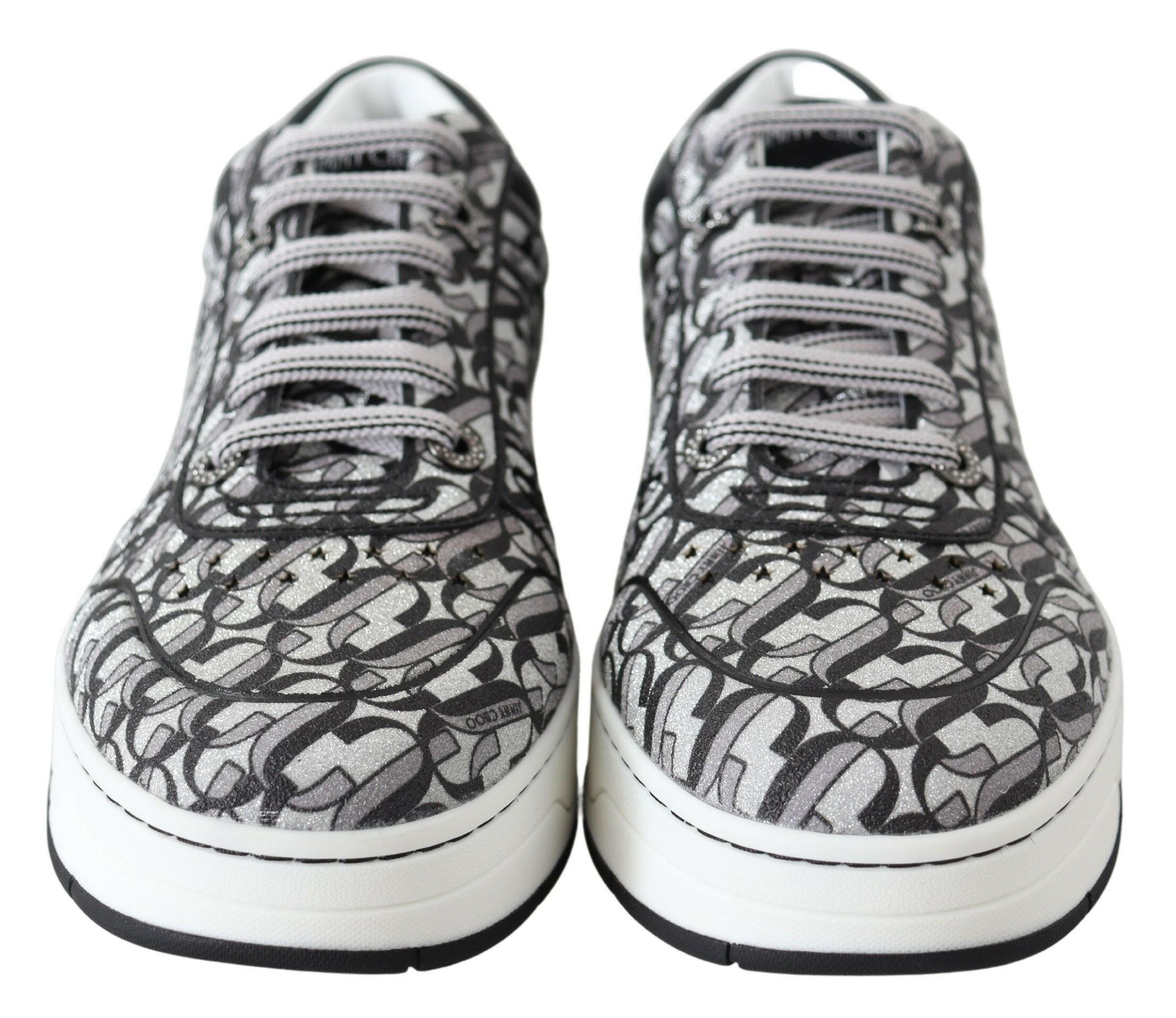 Jimmy Choo Glittering Slip-On Sneakers - Silver and Black -   -  Jimmy Choo.