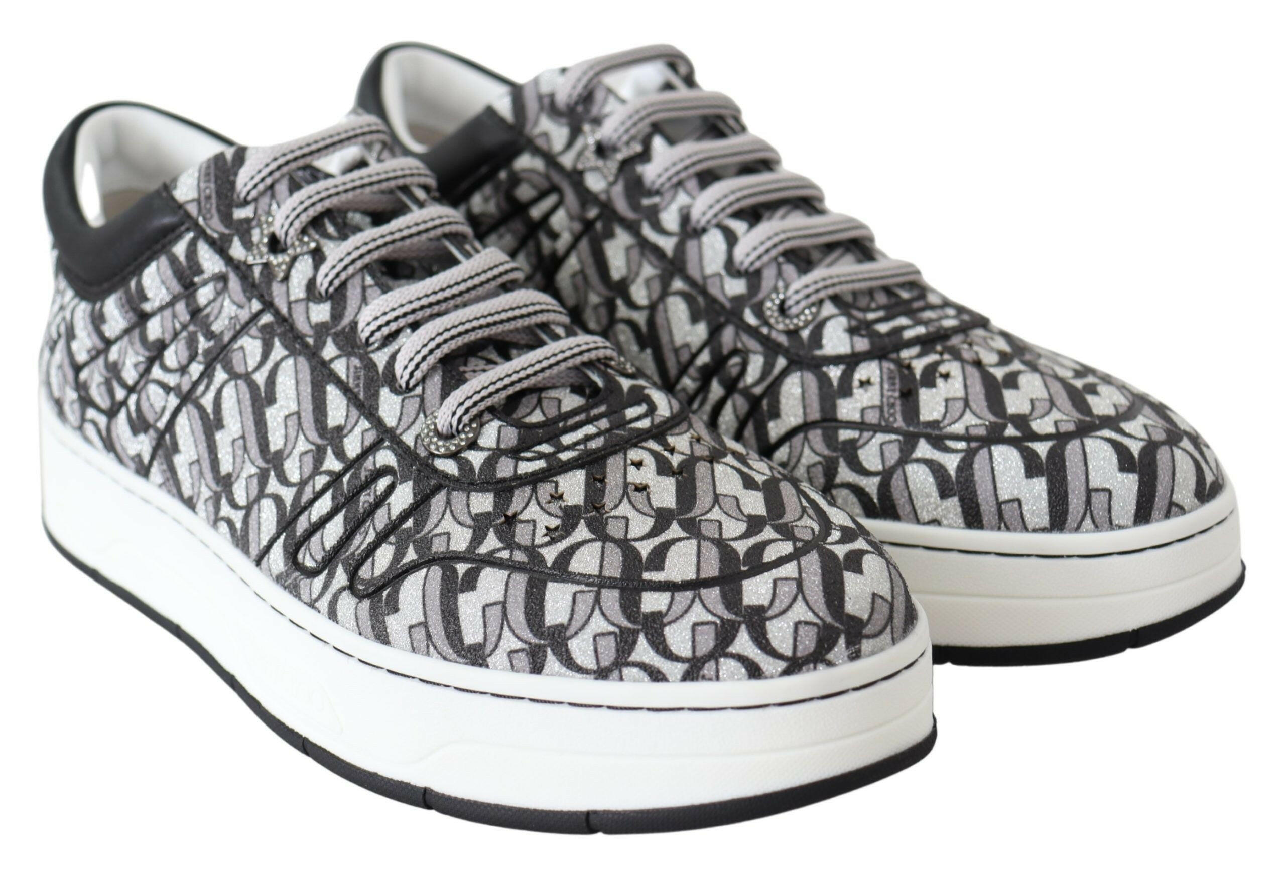Jimmy Choo Glittering Slip-On Sneakers - Silver and Black -   -  Jimmy Choo.