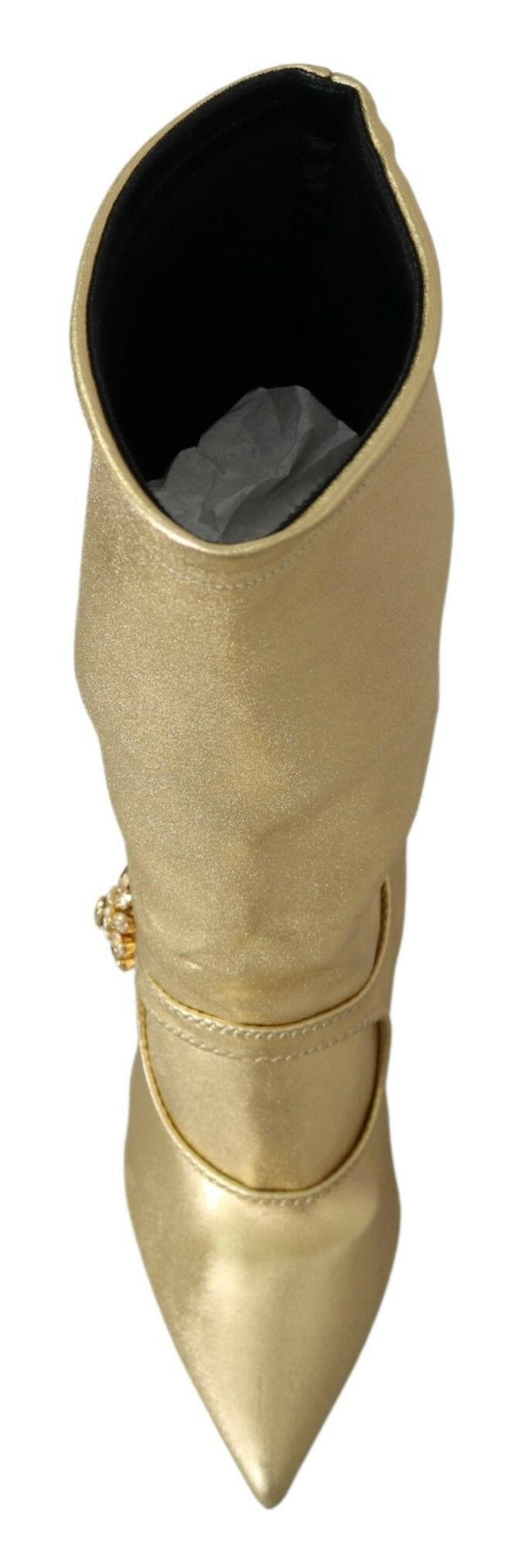 Dolce & Gabbana Gold Rhinestones Ankle Boots Socks Shoes -   -  Dolce & Gabbana.