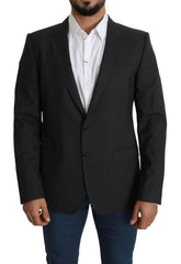 Dolce & Gabbana Gray Wool Single Breasted Coat Blazer -   -  Dolce & Gabbana.