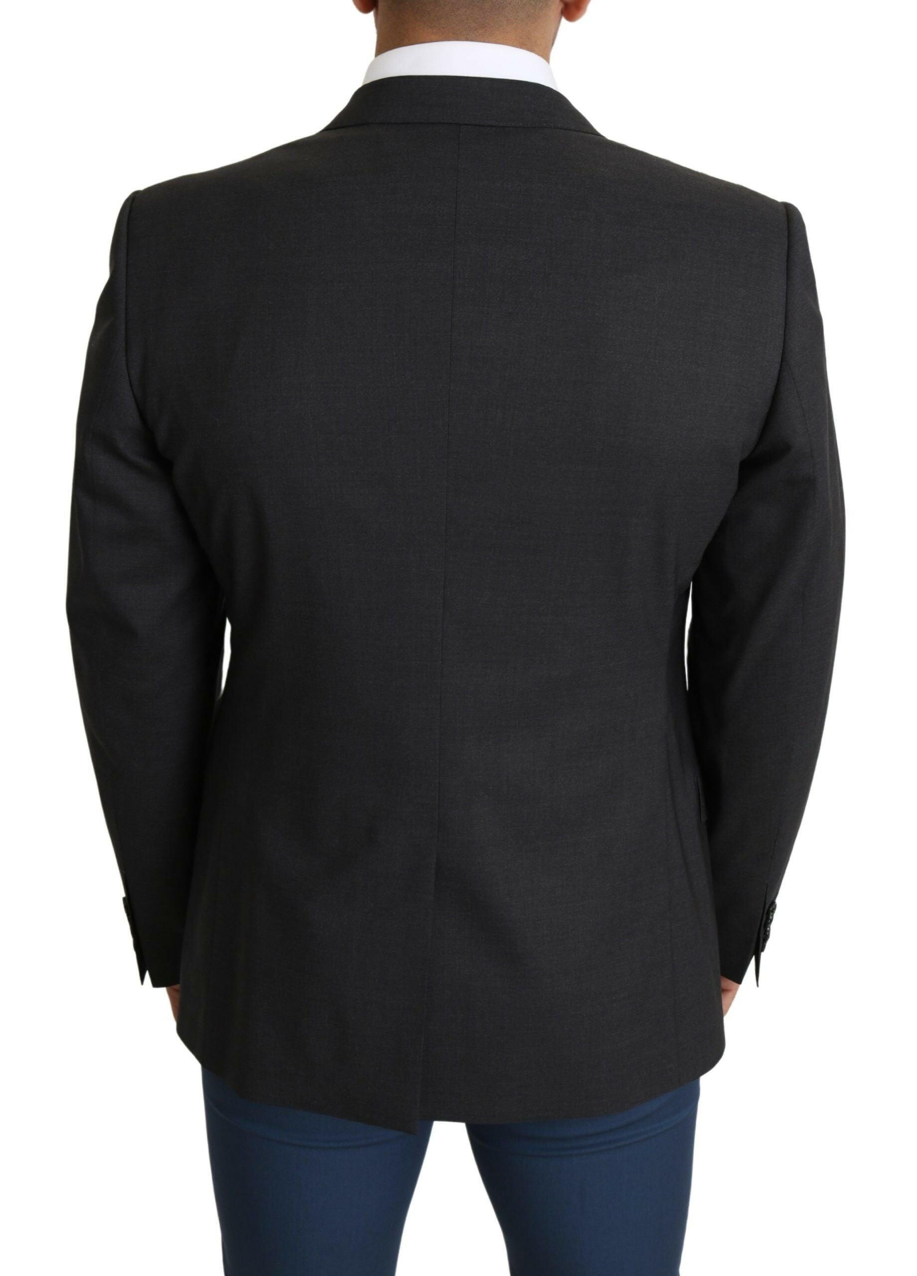 Dolce & Gabbana Gray Wool Single Breasted Coat Blazer -   -  Dolce & Gabbana.