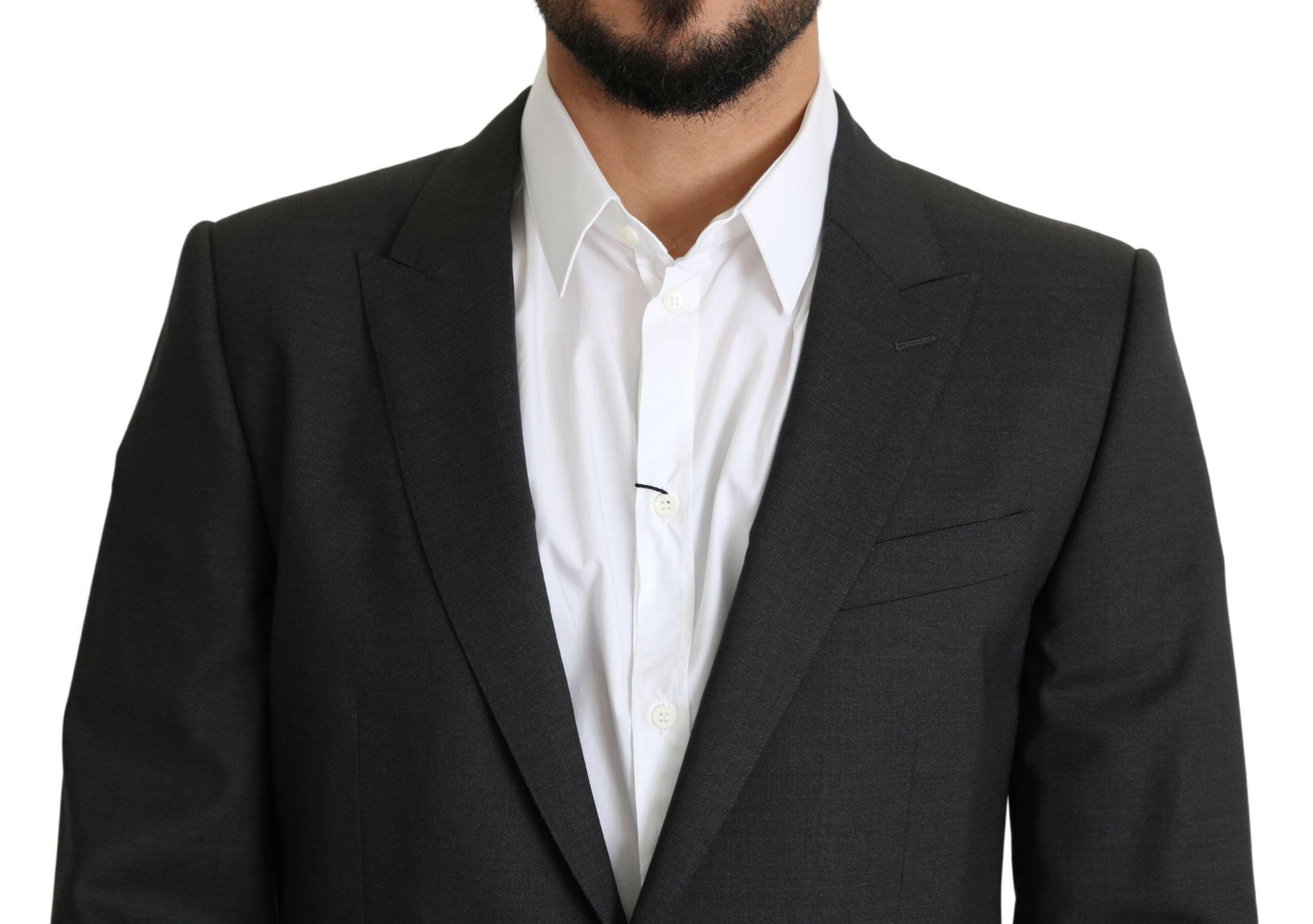 Dolce & Gabbana Gray Wool Single Breasted Coat Blazer -   -  Dolce & Gabbana.