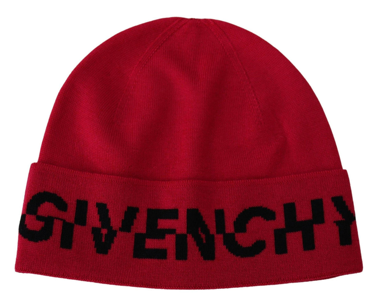 Givenchy Red Pink Wool Beanie Unisex Men Women Beanie Hat -   -  Givenchy.