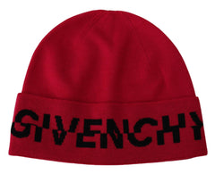 Givenchy Red Pink Wool Beanie Unisex Men Women Beanie Hat -   -  Givenchy.