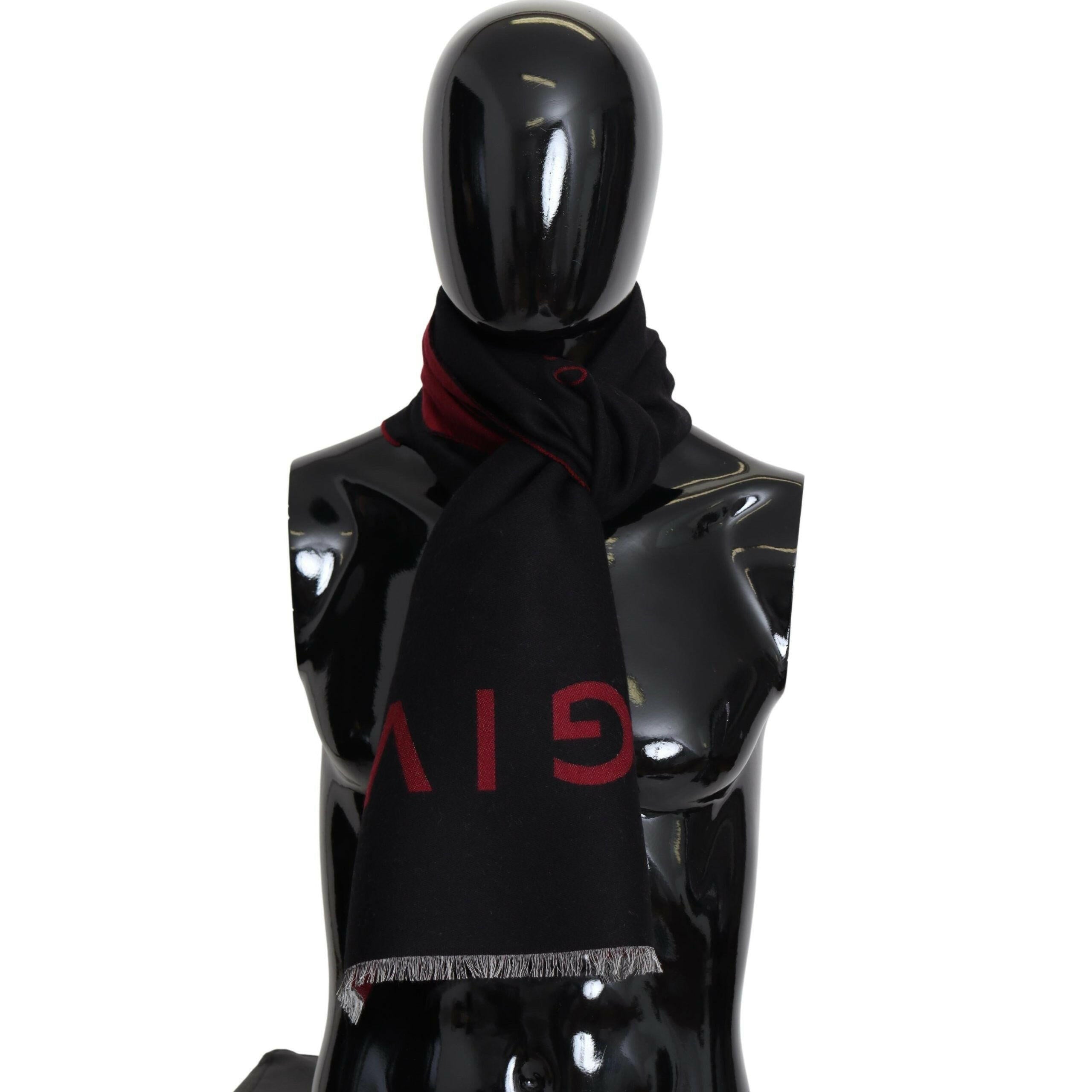 Givenchy Black Red Wool Unisex Winter Warm Wrap Scarf Shawl -   -  Givenchy.